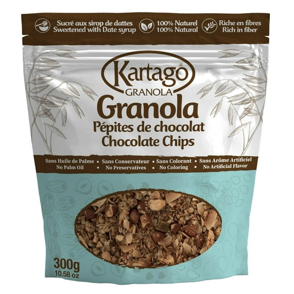 Kartago Granola Chocolate Chip, All Natural and Healthy, 10.58 oz, (Pack of 2)