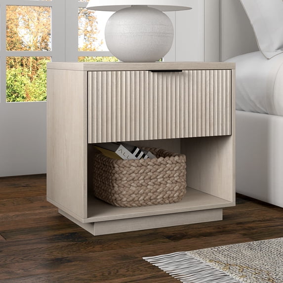 Karten 24" Wide Rectangular Fluted Nightstand in Alder White