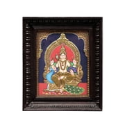 Karttikeya (Murugan) Tanjore Painting | Traditional Colors With 24K Gold | Teakwood Frame | Gold & W