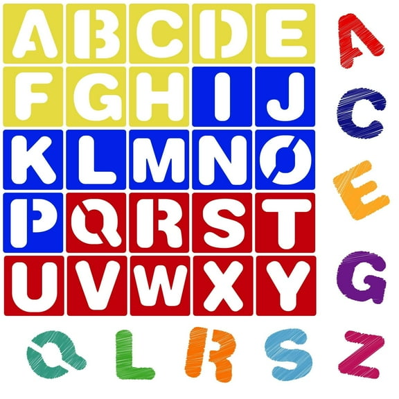 Karty 8" Plastic Alphabet Letter Stencil Set – Kids & Adults Reusable for Arts, Posters & Crafts