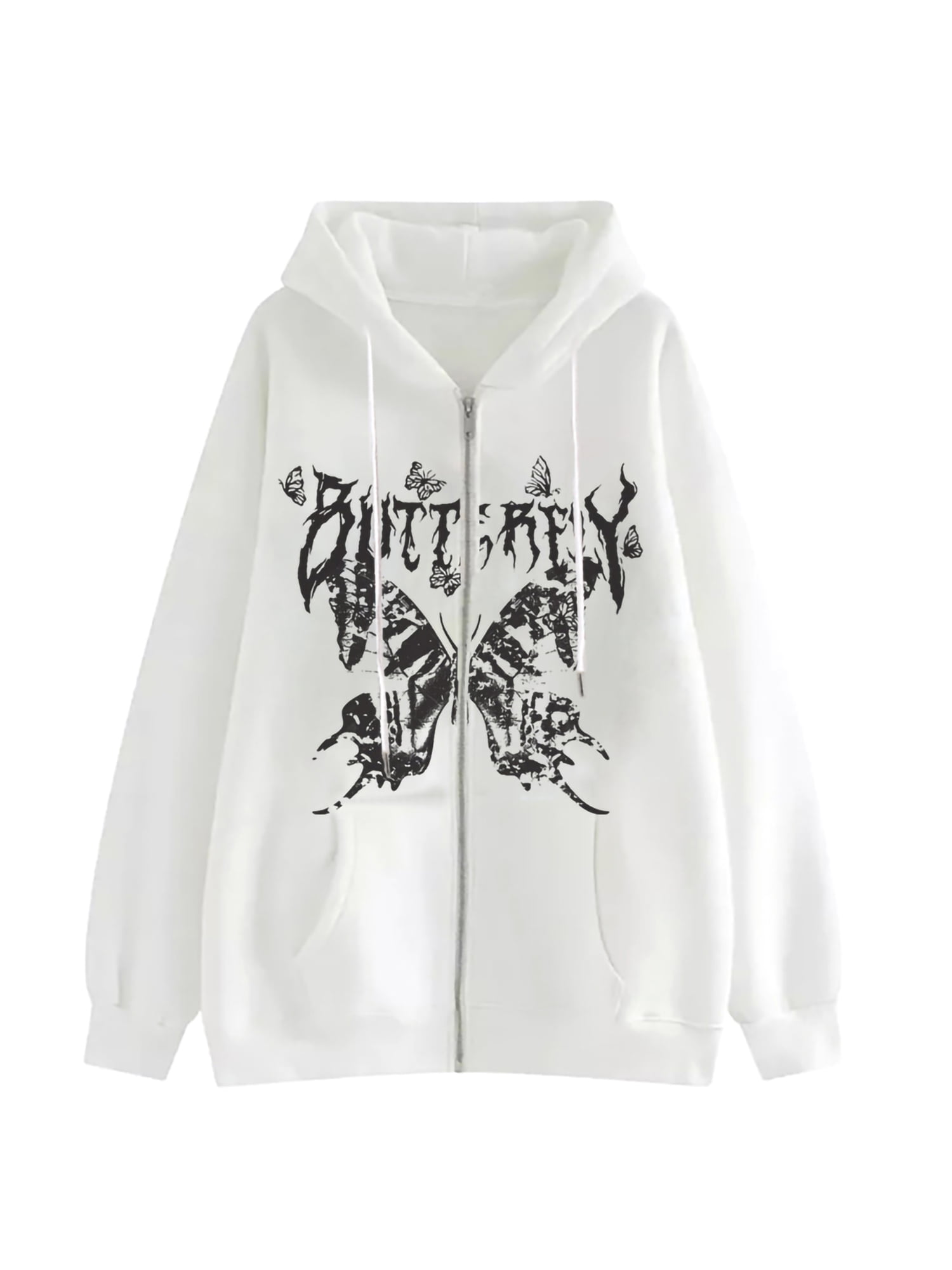 White sweatshirt cheap with butterfly