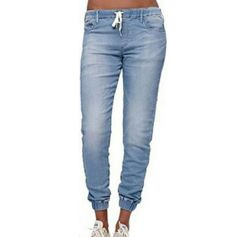 Karuedoo Women s Pencil Stretch Denim Skinny Drawstring Jeans
