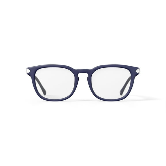 Karun Men's Ranita Square Prescription Eyeglasses with Case, Dark Blue