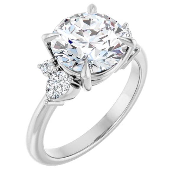 Karvanica Lab Diamond Engagement Ring Round Pear Solitaire