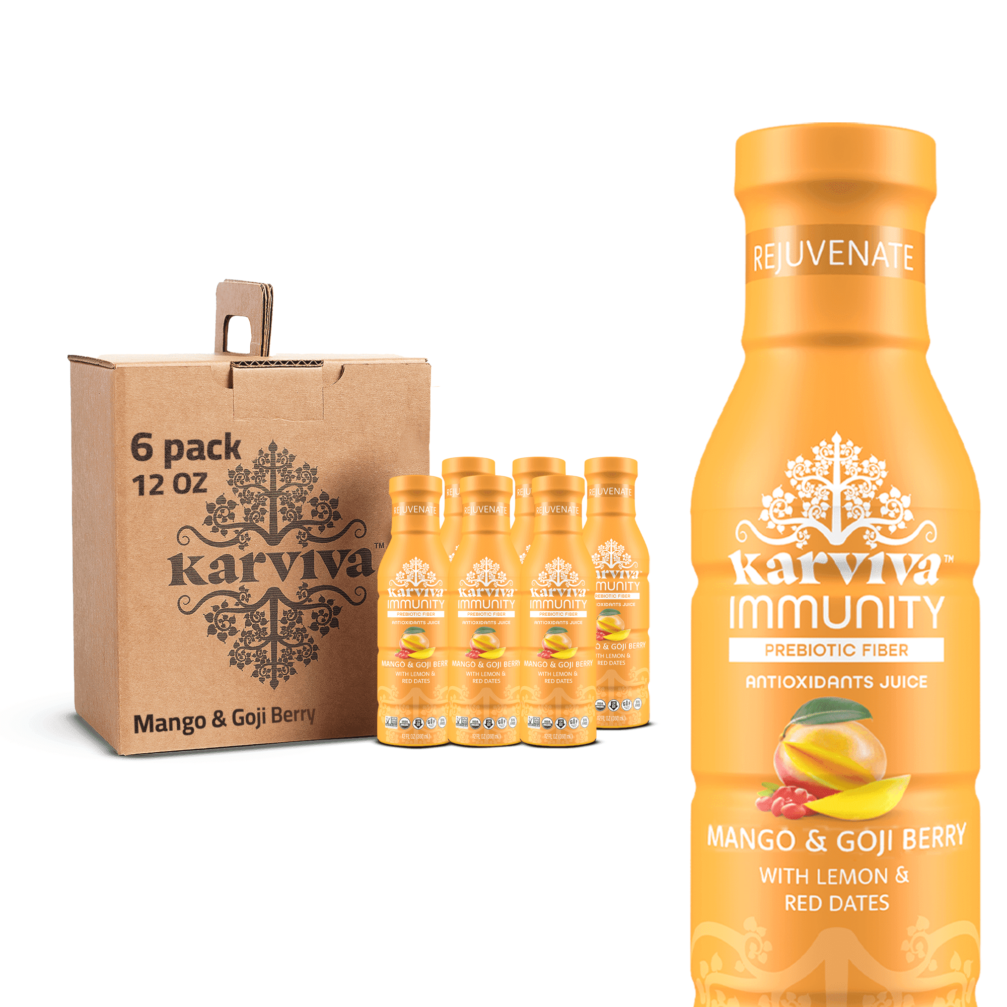 Karviva Mango and Goji Berry Juice, 6 Bottles, 12 fl oz Each