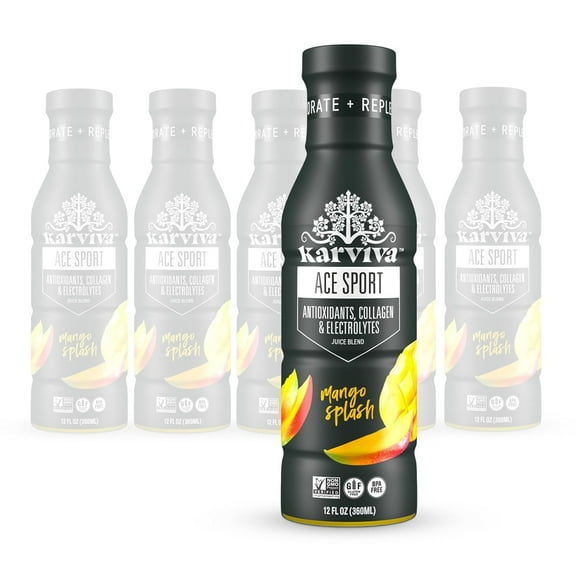 Karviva Organic Plant Based Collagen Booster Drink, Mango Splash, 12 Fl Oz 6 Bottles, Natural Hydration