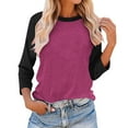 thumbnail image 1 of Karymi Blouses for Women Color Block Raglan Crew Neck Long Sleeve T-Shirt, Casual Contrast Spliced Baseball Tee, Pullover Tops for Spring Summer Tops for Women Trendy, 1 of 3