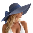 thumbnail image 1 of Karymi Bucket Hat Solid Wide Oversized Sloped Brim Woven Straw Sun Hat with Back Organza Sheer Ribbon Big Bow Decor, Breathable Floppy Beach Hat Cowboy Hat, 1 of 5