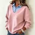 thumbnail image 1 of Karymi Cute Tops for Women Fake Two Piece Collared V Neck Sweatshirt, Color Block Layered Shirt Long Sleeve Pullover Top, Fall Winter Daily Streetwear Outfits Womens Tops, 1 of 8