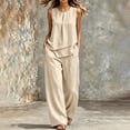 thumbnail image 1 of Karymi Cute Tops for Women Two Piece Outfit Set, Crew Neck Sleeveless Asymmetric Layered Tank Top, High Waist Wide Leg Pants with Pockets, 1 of 5