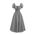 thumbnail image 1 of Karymi Dresses for Women Vintage Gingham Midi Dress, Off Shoulder Puff Short Sleeve Smocked Waist Front Tie Flowy Swing Sundress For Oktoberfest Holiday Easter Dress, 1 of 5