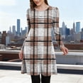 thumbnail image 1 of Karymi Easter Dress Plaid A Line Tunic Dress, Crew Neck Ruched Bust Long Sleeve Loose Flare Mini Dress With Side Pockets Fall Casual Dress Summer Dress, 1 of 6