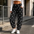 thumbnail image 1 of Karymi Polka Dot Print Jogger Pants for Women, Elastic Waist with Drawstring, Casual Trousers with Side Pockets, 1 of 7