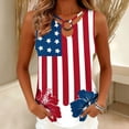 thumbnail image 1 of Karymi Going Out Tops Independence Day Print O‑Ring Cutout V‑Neck Sleeveless Tank Top, Patriotic 4th of July Summer Casual Curved‑Hem Vest Cute Tops for Women, 1 of 6