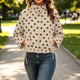 thumbnail image 1 of Karymi Spring Jackets for Women Polka Dot Windbreaker Jacket, Stand Collar Button Front Drawstring Hem Cropped Coat with Side Pockets, Casual Long Sleeve Outdoor Anorak, 1 of 8