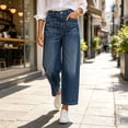 thumbnail image 1 of Karymi Jeans for Women High Waist Straight Leg Ankle Pants, Denim Pants with Slant Patch Pockets Women's Pants, 1 of 7