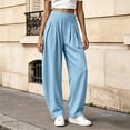 thumbnail image 1 of Karymi Jeans for Women Solid Fake Linen Wide Leg Pants, High Waist Pleated Straight Draped Casual Trousers Lightweight Textured Long Pants, 1 of 7