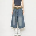 thumbnail image 1 of Karymi Jeans for Women Vintage Washed Denim Capri Pants, Loose Wide Leg Cropped Jeans with Pockets, 1 of 6