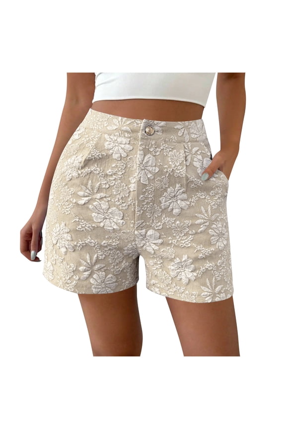 Joggers for Women Casual Loose Flower Pattern Short Lounge Retro Button Pants Loose Culottes Trousers Comfy Casual Short Trousers with Pockets 2026