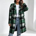 thumbnail image 1 of Karymi Loose Mid‑Length Plaid Wool‑Blend Jackets for Women, Notched Lapel Button‑Up Long Sleeve Woolen Overcoat with Pockets, 1 of 9