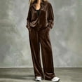 thumbnail image 1 of Karymi Matching Sets Women Clothing Cotton Linen Blend Two Piece Outfit Set, Notch Neck Roll Tab Sleeve Blouse, Elastic Waist Wide Leg Pants, 1 of 6