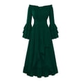 thumbnail image 1 of Karymi Off Shoulder Maxi Dress, Ruffle Trim Drawstring Tiered Bell Sleeve Smocked Waist Irregular Ruffle Flowy Halloween Party Gown Womens Dresses, 1 of 4