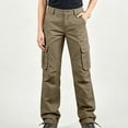 thumbnail image 1 of Karymi Pants for Women Solid Straight Leg Cargo Pants, Multi Pockets Outdoor Hiking Casual Drawstring Cuff Work Long Trousers, 1 of 6