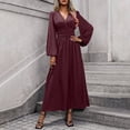 thumbnail image 1 of Karymi Plus Size Dresses Satin Wrap V Neck Maxi Dress, Long Balloon Lantern Sleeve Ruched Empire Waist Flowy A Line Long Dress, 1 of 6
