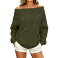 thumbnail image 1 of Karymi Plus Size Tops for Women Solid Off the Shoulder Hoodie, Oversized Long Sleeve Loose Pullover Sweatshirt with Front Kangaroo Pocket for Autumn Winter, 1 of 9