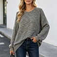 thumbnail image 1 of Karymi Plus Size Tops for Women, Crew Neck Long Sleeve Sweater, Heather Waffle Knit Loose Fit Pullover Top for Fall Winter, 1 of 6