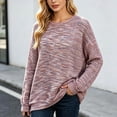 thumbnail image 1 of Karymi Plus Size Tops for Women, Crew Neck Long Sleeve Sweater, Multicolor Marled Heather Waffle Knit Loose Fit Pullover Top for Fall Winter, 1 of 5