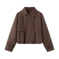 thumbnail image 1 of Karymi Jackets for Women Cropped Trench Jacket, Lapel Raglan Sleeve Windbreaker Coat with Button Cuffs, 1 of 9