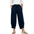 thumbnail image 1 of Karymi Running Shorts for Women Thick Cropped Sweatpants, Elastic Drawstring Waist Jogger Pants, Button Decor Irregular Split Hem Trousers with Side Pockets, 1 of 9