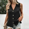 thumbnail image 1 of Karymi Shirts for Women Satin Collared V Neck Sleeveless Button Down Cardigan, Elegant Open Front Solid Vest, Summer Daily Work Office Open Top Summer Tops, 1 of 9