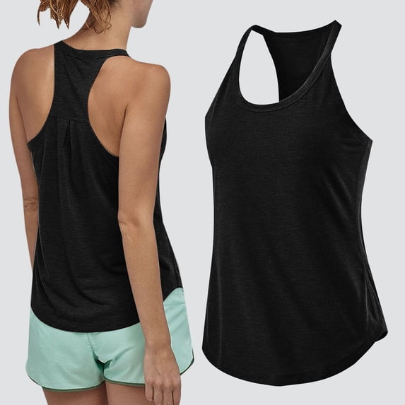 Karymi Shirts for Women Scoop Neck Racerback Ruched Back Athletic Tank Top, Curved Hem Workout Camisole, Lightweight Casual Gym Ready Sleeveless Vest Summer Tops for Women 2026