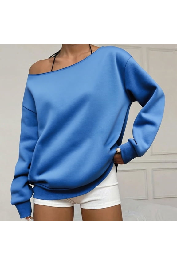 Short Sleeve Shirts for Women Off Shoulder Oversized Long Sleeve Sweatshirt, Raw Edge Cold Shoulder Loose Pullover Top, Casual Layering Top Short Sleeve Shirts for Women