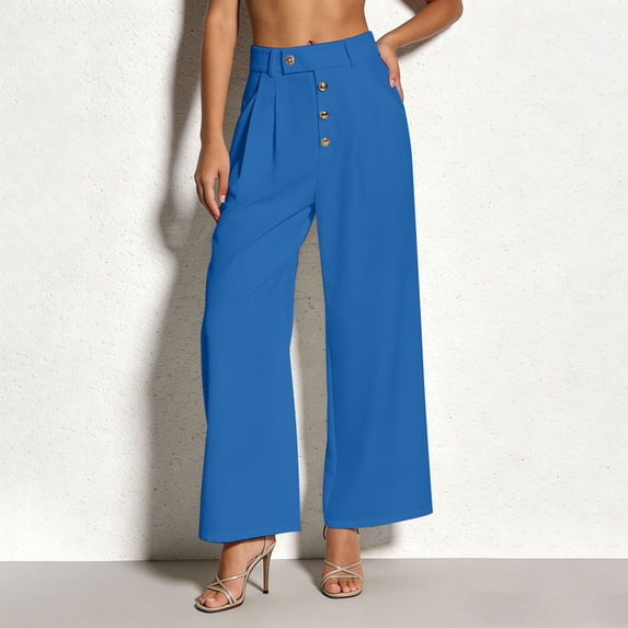 Karymi Shorts for Women High Waist Button Front Wide Leg Dress Pants, Solid Pleated Trousers with Elastic Waist, Straight Leg Suit Pants with Pockets Halara Pants Women