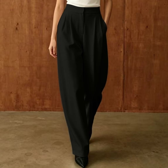 Karymi Shorts for Women High Waist Pleated Barrel Long Pants, Solid Front Crease Pleat Loose Curved Balloon Leg Slim Cuffed Ankle Slacks with Side Pockets Women's Clothing