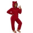 thumbnail image 1 of Karymi Sleepwear for Women Cable Knit Fleece Hooded Onesie Pajamas, Zip Front , Long Sleeve, Plush One Piece Loungewear, Cute Bear Ear Hood, Warm Winter Home Sleepwear, 1 of 9