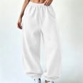 thumbnail image 1 of Karymi Solid Casual Sweatpants Women, Balloon Long Pants, Drawstring Elastic Waist Relaxed Fit Elastic Cuffs with Side Pockets, 1 of 7