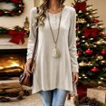 thumbnail image 1 of Karymi Solid Velvet Tunic Womens Tops, Crew Neck Half Button Long Sleeve Loose A-line Hem Pullover, 1 of 7