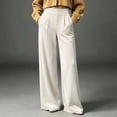 thumbnail image 1 of Karymi Solid Velvet Wide Leg Pants Woman, Elastic High Waist Pleated Full‑Length, Drapey Casual Pants with Side Pockets, 1 of 5