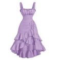 thumbnail image 1 of Karymi Solid Vintage Ruffle Midi Dress, Square Smocked Frill Spaghetti Strap Wrap Side Drawstring Tiered Ruffle Hem Cocktail Party Dress Easter Dresses for Women 2026, 1 of 4