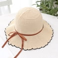 thumbnail image 1 of Karymi Straw Hat Crochet Lace Sun Hat with Bow, Wide Brim Protection Sun Scalloped Edge Bucket Hat, Foldable Breathable Outdoor Sun Cap Kentucky Derby Hats for Women, 1 of 5