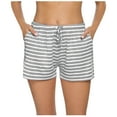 thumbnail image 1 of Karymi Summer Outfits Horizontal Striped Casual Sleep Shorts, Drawstring Elastic Waist Short Pants, Comfort Pajama Shorts with Pockets Running Shorts for Women, 1 of 5