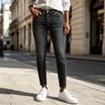 thumbnail image 1 of Karymi Summer Outfits Thick Denim Jeans, High Waist Four Button Fly Closure Straight Long Pants, Full Length Denim Trousers with Side Front Pockets Pants for Women, 1 of 6