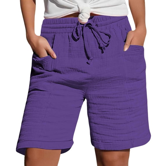 Karymi Summer Pants Trendy Loose Solid Short Fashion Stretchy Loose Fit Trousers Comfy Quick Dry Pants Leisure Casual Pants with Pockets for Women 2026