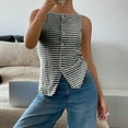 thumbnail image 1 of Karymi Summer Tops Square Neck Textured Horizontal Stripe Button Front Sleeveless Tank Top, Open Camisole, Summer Retro‑Chic Slim Fit Daily Wear Vest Going Out Tops for Women, 1 of 6