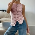 thumbnail image 1 of Karymi Summer Tops for Women 2026 Square Neck Textured Horizontal Stripe Button Front Sleeveless Tank Top, Open Camisole, Summer Retro‑Chic Slim Fit Daily Wear Vest Going Out Tops, 1 of 6