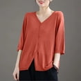 thumbnail image 1 of Karymi Summer Tops for Women 2026 V Neck Lightweight Knit Cardigan, 3/4 Sleeve Open Front Button Down Loose Layering Sweater Top Blouses for Women, 1 of 5